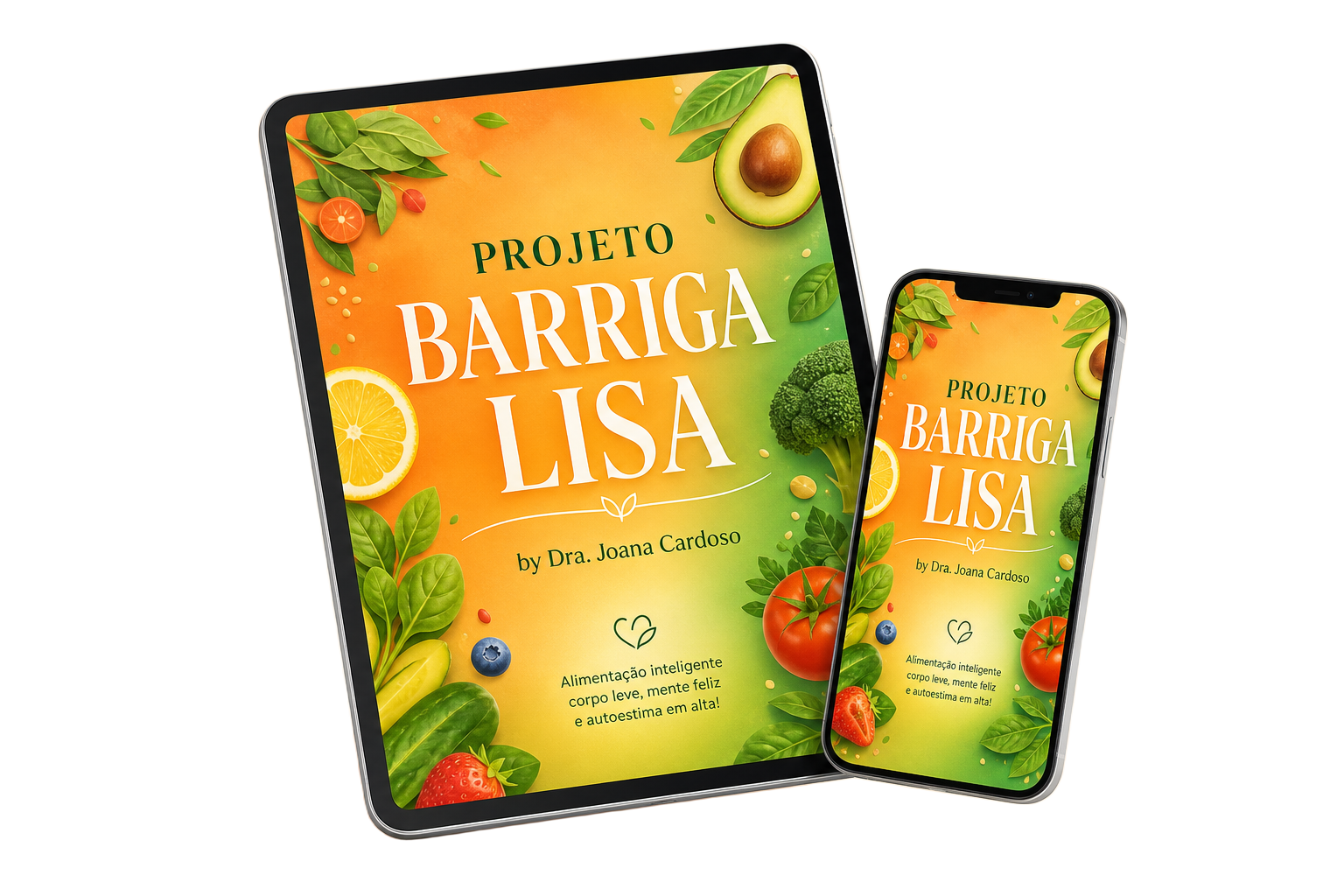 E-book Projeto Barriga Lisa em tablet e telemóvel